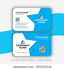 Blue Color Professional Business Card Design, Vector, Template