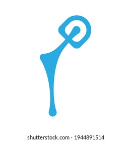 Blue color. Prosthesis. Hip. Implant. Piece joint. Detail. Vector illustration. Minimalism 
