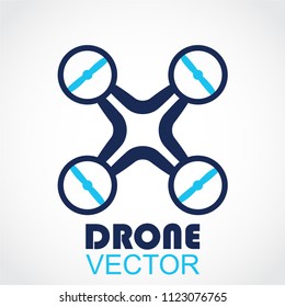 blue color quadrocopter drone logo