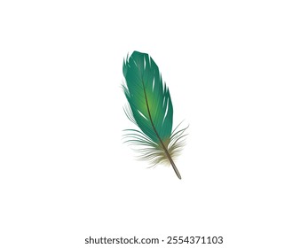 Blue color realistic feather vector. Realistic Blue Feather Vector Illustration for Elegant Design Projects