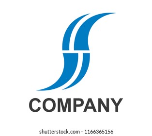 blue color ribbon shape like letter s arrow turn like road or way abstract logo design idea concept illustration for any premium corporate