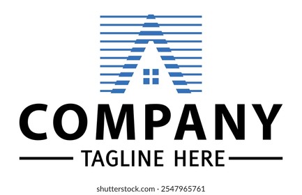 Blue Color Roof Home Logo Design