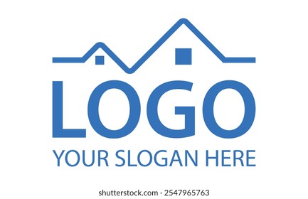 Blue Color Roof Home Logo Design