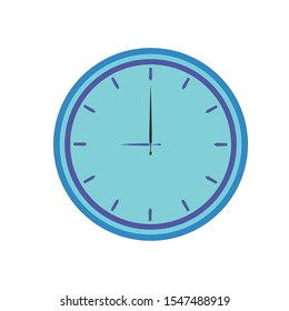 blue color round clock showing nine o`clock