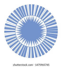 blue color round sunbeam rays circle design element isolated on white vector geometric icon sign template for web and print