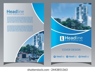 Blue Color Scheme with City Background Business Book Cover Design Template in A4. Can be adapt to Brochure, Annual Report, Magazine, Poster, Corporate Presentation, Flyer, Banner, Website.