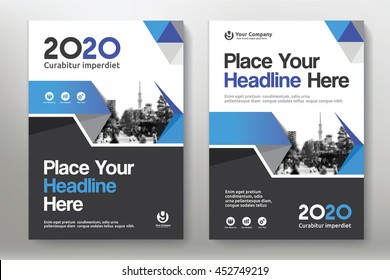Blue Color Scheme with City Background Business Book Cover Design Template in A4. Easy to adapt to Brochure, Annual Report, Magazine, Poster, Corporate Presentation, Portfolio, Flyer, Banner, Website.