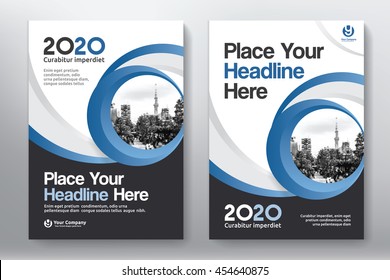 Blue Color Scheme with City Background Business Book Cover Design Template in A4. Easy to adapt to Brochure, Annual Report, Magazine, Poster, Corporate Presentation, Portfolio, Flyer, Banner, Website.