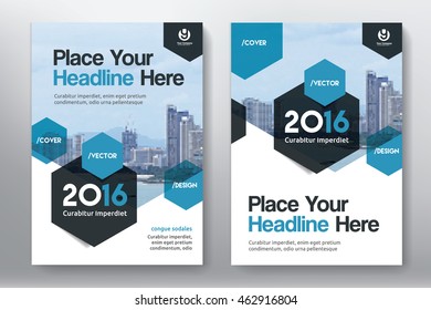 Blue Color Scheme with City Background Business Book Cover Design Template in A4. Easy to adapt to Brochure, Annual Report, Magazine, Poster, Corporate Presentation, Portfolio, Flyer, Banner, Website.