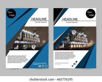 Blue Color Scheme with City Background Business Book Cover Design Template in A4. Can be adapt to Brochure, Annual Report, Magazine,Poster, Corporate Presentation, Portfolio, Flyer, Banner, Website 