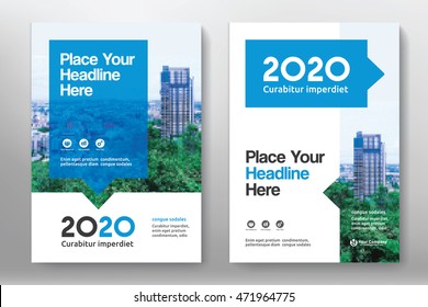 Blue Color Scheme with City Background Business Book Cover Design Template in A4. Easy to adapt to Brochure, Annual Report, Magazine, Poster, Corporate Presentation, Portfolio, Flyer, Banner, Website - Shutterstock ID 471964775