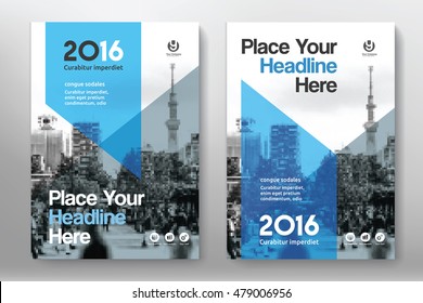 Esquema de cores azul com fundo da cidade modelo de design de capa de livro de negócios em A4. Fácil de adaptar a brochura, relatório anual, revista, cartaz, apresentação corporativa, portfólio, folheto, banner, site