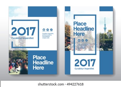 Esquema de cores azul com fundo da cidade modelo de design de capa de livro de negócios em A4. Fácil de adaptar a brochura, relatório anual, revista, cartaz, apresentação corporativa, portfólio, folheto, banner, site