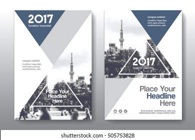 Blue Color Scheme with City Background Business Book Cover Design Template in A4. Can be adapt to Brochure, Annual Report, Magazine,Poster, Corporate Presentation, Portfolio, Flyer, Banner, Website