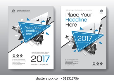 Blue Color Scheme with City Background Business Book Cover Design Template in A4. Easy to adapt to Brochure, Annual Report, Magazine, Poster, Corporate Presentation, Portfolio, Flyer, Banner, Website