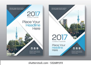 Blue Color Scheme with City Background Business Book Cover Design Template in A4. Can be adapt to Brochure, Annual Report, Magazine,Poster, Corporate Presentation, Portfolio, Flyer, Banner, Website.