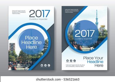 Blue Color Scheme with City Background Business Book Cover Design Template in A4. Can be adapt to Brochure, Annual Report, Magazine,Poster, Corporate Presentation, Portfolio, Flyer, Banner, Website.