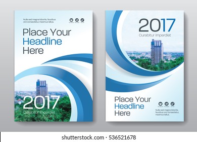 Blue Color Scheme with City Background Business Book Cover Design Template in A4. Can be adapt to Brochure, Annual Report, Magazine,Poster, Corporate Presentation, Portfolio, Flyer, Banner, Website. - Shutterstock ID 536521678