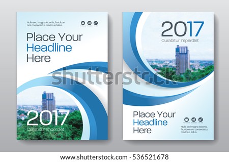 Blue Color Scheme with City Background Business Book Cover Design Template in A4. Can be adapt to Brochure, Annual Report, Magazine,Poster, Corporate Presentation, Portfolio, Flyer, Banner, Website.