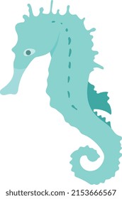 Blue color Sea Fish. Flat illustration.