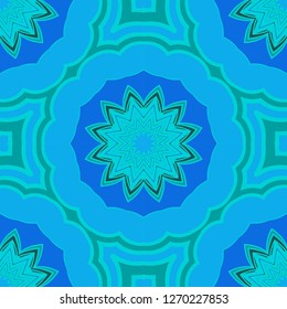 Blue color seamless floral pattern. Vector illustration. For design, fashion print.