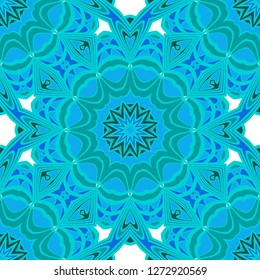 Blue color seamless floral pattern. Vector illustration. For design, fashion print.