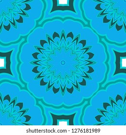 Blue color seamless floral pattern. Vector illustration. For design, fashion print.