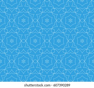 blue color seamless vector patterns. Geometric floral pattern of lines and shapes. Modern design for backgrounds, wallpaper, invitations.