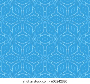 blue color seamless vector patterns. Geometric floral pattern of lines and shapes. Modern design for backgrounds, wallpaper, invitations.