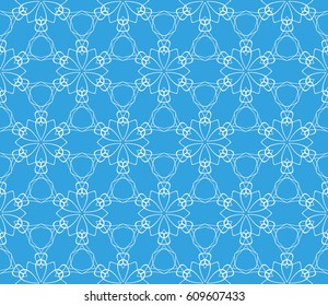 blue color seamless vector patterns. Geometric floral pattern of lines and shapes. Modern design for backgrounds, wallpaper, invitations.