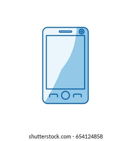 blue color shading silhouette modern smartphone tech vector illustration