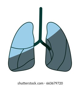 blue color shading silhouette respiratory system vector illustration