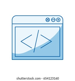 blue color shading silhouette web development icon vector illustration