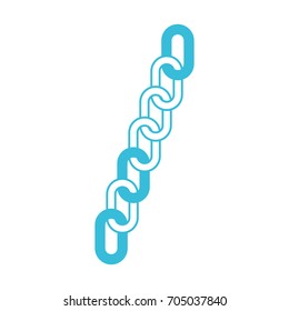 blue color silhouette of long chain link icon vector illustration
