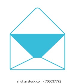 blue color silhouette of opened envelope vector illustration