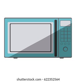 blue color silhouette of oven microwave vector illustration