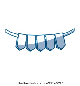 blue color silhouette set of flags in a rope for decoration vector illustration
