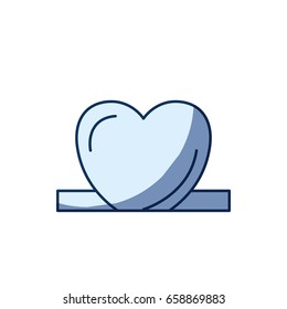 blue color silhouette shading of closeup flat heart depositing in rectangular slot vector illustration