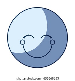 blue color silhouette shading of happy face female emoticon with eyes closed vector illustration