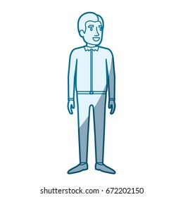 blue color silhouette shading of man standing with casual clothes vector illustration