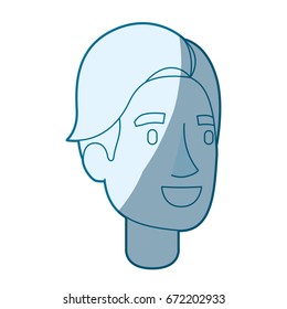 blue color silhouette shading of man face with hair side fringe vector illustration