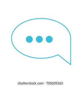 blue color silhouette of speech bubble with ellipsis symbol vector illustration
