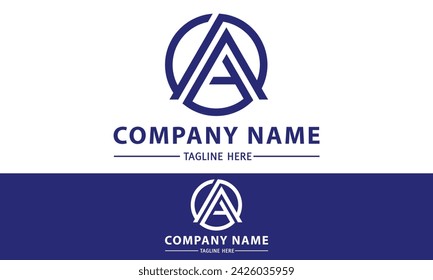 Blaue Farbe Einfache Kreis Dreieck Linie Art Anfangsbuchstabe A Logo Design
