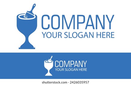 Diseño de logotipo de pincel de pintura simple de color azul