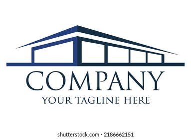 Blue Color Simple Shape Modern Home Logo Design