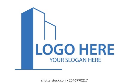 Blue Color Simple Skyscrapers Logo Design