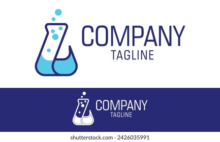 Blue Color Simple Triangle Lab Bottle Logo Design
