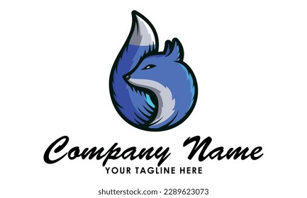 Blue Color Simple Unique Fox Cartoon Logo Design