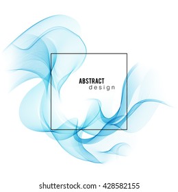 blue color smoke wave transparent abstract smooth vector lines