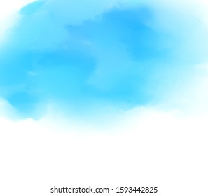 Blue color smudges watercolor hand drawn wallpaper. Abstract vector paper texture background, art design, graphic card